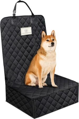 AMZPET Front Car Seat Cover for Dogs (Universal: 50cm) - Scratch-Proof and Non-Slip Dog Car Seat Cover - Waterproof Car Seat Cover - Universal Car Seat Protector for Dogs