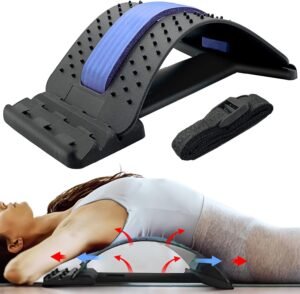 UUCOLOR Back Stretcher Massager for Back Relaxation and Pain Relief, 3 Levels Adjustable Back Stretching Spine Deck Posture Massager(Blue)
