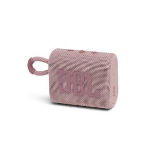 JBL Go 3 Portable Waterproof Speaker with JBL Pro Sound, Powerful Audio, Punchy Bass, Ultra-Compact Size, Dustproof, Wireless Bluetooth Streaming, 5 Hours of Playtime - Pink, JBLGO3PINK, Small