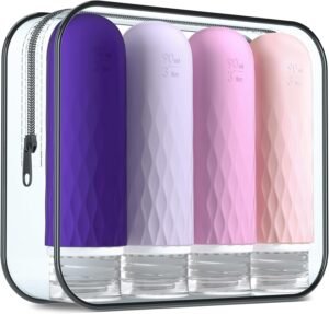 Gemice Travel Bottles for Toiletries, CAA Approved 90ml Silicone Travel Bottles, BPA Free Leak Proof Squeezable Travel Size Containers, Travel Accessories for Shampoo Conditioner Lotion (4 Pack)