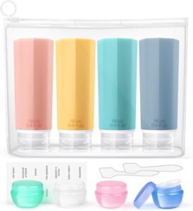 Opret 12 Pcs Travel Bottles Set for Toiletries, 100ml Leak Proof Portable Travel Containers and Pots Refillable Squeezable for Shampoos and Conditioner, BPA Free and TSA Approved