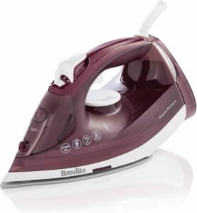 Breville SuperSteam Steam Iron | 2400W | Ceramic Soleplate | 180g Steam Shot | 300ml Water Tank | Red and Silver [VIN412]