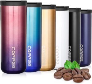 Lalafancy Insulated Coffee Cup 350ml/500ml Vacuum Double Walled Travel Mug Stainless Steel with Leakproof Lid, Car Coffee Mug for Hot and Cold Water Coffee and Tea