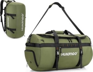 Hulongo Gym Bag Mens Sports Bag Durable 60L Travel Duffle Bag Backpack with Shoe Compartment Waterproof Holdall for Men Women Green
