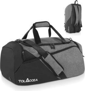 Tolaccea Sports Duffle Bag for Men Women, 47L Large Gym Backpack with Shoes Compartment and Wet Pocket, Holdall Duffel Bags for Overnight/Weekend/Travel/Swimming/Football/Yoga