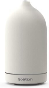 Bobolyn Essential Oil Diffuser Cool Mist Ultrasonic Aromatherapy Ceramic Oil Aroma Diffusers 100ml Whisper Quiet Waterless Auto Shut-Off 7-Color Changing LED Diffuser for Home Office SPA