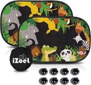 iZoeL Car Sun Shade for Baby Kids 2PCS, Static Cling Side Window Car Annimal Lion, 80GSM Rear Sunshades Universal with 8 Suction Cups and Storage Bag - Sun Glare and UV Rays ProtectionProtection