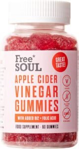 Apple Cider Vinegar Gummies with The Mother 1000mg Enhanced with Vitamin B12 & Folic Acid | 60 High Strength ACV Vegan Capsules with Pomegranate & Beetroot Powder | Natural Ingredients | Free Soul