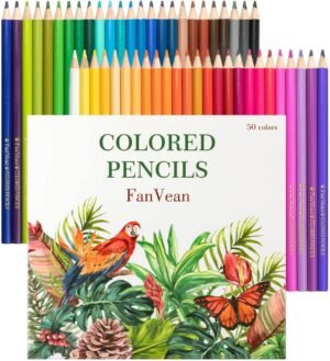 FanVean Colouring Pencils Set for Adults and Kids,Coloured Pencil Crayons for Children 50 Count
