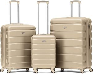 Flight Knight Set of 3 Lightweight 4 Wheel ABS Hard Case Suitcases Cabin & Hold Luggage Options Approved for Over 100 Airlines Including easyJet, British Airways, Ryanair, Jet2 & Many More