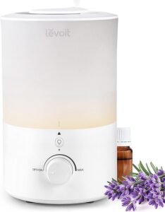 LEVOIT 3L Humidifiers for Bedroom Baby Room with Night Light, Cool Mist Humidifier for Home, Office & Plant, Auto-Off, Up to 25H for 27 ㎡, Quiet Operation with 360° Rotation Nozzle- 2 Filter Sponge