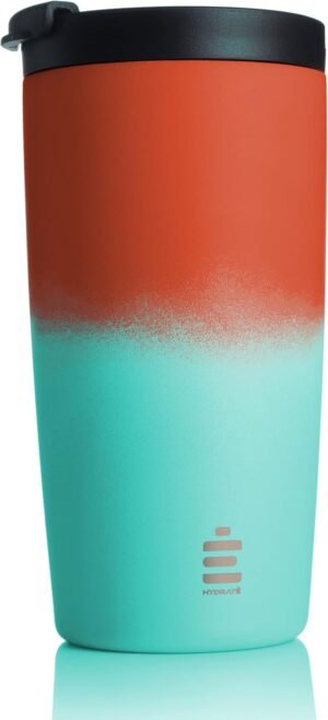 HYDRATE Travel Mugs, Reusable Coffee Cup, Travel Cup with Leak-Proof Lid, Multiple Colours, Stainless Steel Thermal Vacuum Coffee Mug for Hot and Cold, Insulated, Easy-Clean 500ml, Boba Cup