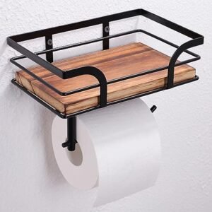 Toilet Roll Holder Wall Mounted with Shelf for Storage