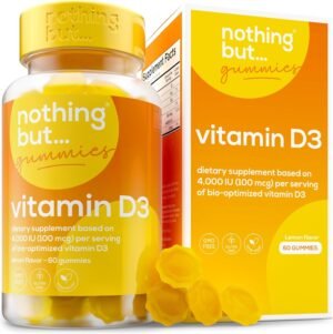 Vitamin D3 Gummies for Adults 4000 Iu, Helps in Calcium Absorption and Supports Immune System, Bone and Mood, Vegan Vitamin D Gummies Supplement, 60 Gummies
