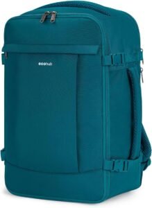 ECOHUB Ryanair Cabin Bags 40x20x25, 20L Anti-theft Underseat Carry On Travel Backpack, Recycled Hand Luggage Bag with Laptop Compartment, Flight Rucksack bag for men women, Blue Green (Patent Pending)