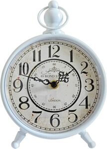 HZDHCLH Table Clocks 23 cm Height Silent Non Ticking Roman Retro Art Desk Clock for Living Room Bedroom Office(Aquatic green)