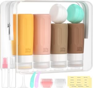 Morfone 16 Pack Travel Bottles Set for Toiletries, Morfone TSA Approved Travel Containers Leak Proof Silicone Squeezable Travel Accessories 2oz 3oz for Shampoo Conditioner Lotion Body Wash (Orange)