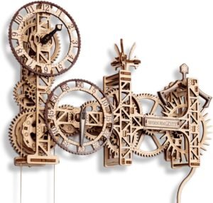 WOODEN.CITY Steampunk Wall Clock: 3D Puzzles for Adults, Wall Mounted Pendulum Clock Mechanism, 257-Part Wooden Model Kits for Adults, Difficulty Level 4/5, Assembly Time 5H, Made in EU