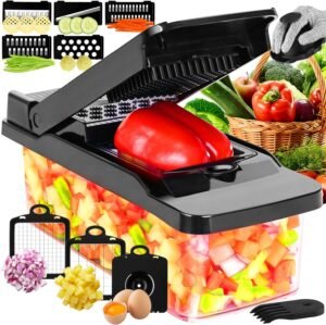 Vegetable Chopper, Pro Onion Chopper, Kitchen Mandoline Food Chopper, Multifunctional Kitchen Vegetable Slicer Dicer Cutter,Mandoline Vegetable Slicer Salad Chopper,Carrot and Garlic Chopper