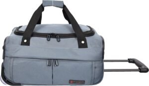 Wheeled Holdall Travel Roller Duffle Mid Size Bag Weekend Luggage HOL214 (Grey)