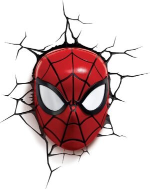 3D Light FX 816733002224 Spiderman Marvel Spider Man Mask 3D Wall Light, Plastic, Red