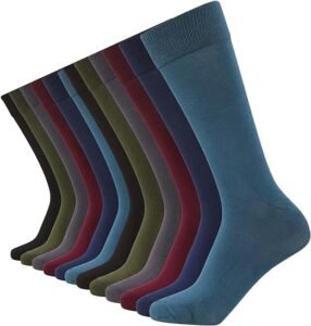 FM London (12-Pack) Bamboo Socks Men - Plain & Patterned Mens Socks Designed to Feel Soft & Resist Odour - Casual & Formal Men's Socks Suitable for any Occasion - Multicoloured & Black Socks Men