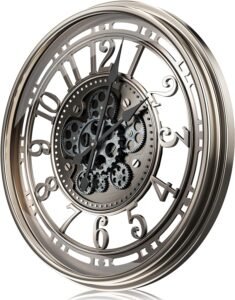 TOKTEKK Moving Gears Wall Clock, 53.5cm Large Wall Clock Modern Metal Silent Decorative Clocks, Rustic Unique Vintage Industrial Steampunk Clock for Living Room Decor Home Farmhouse,Black Gold Arabic