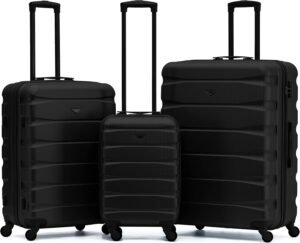 Flight Knight Set of 3 Lightweight 4 Wheel ABS Hard Case Suitcases Cabin & Hold Luggage Options Approved for Over 100 Airlines Including easyJet, British Airways, Ryanair, Jet2 & Many More