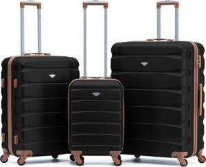 Flight Knight Set of 3 Lightweight 4 Wheel ABS Hard Case Suitcases Cabin & Hold Luggage Options Approved for Over 100 Airlines Including easyJet, British Airways, Ryanair, Jet2 & Many More