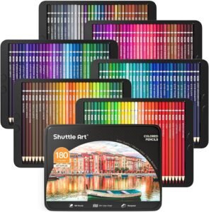 Shuttle Art 180 Colouring Pencils, Soft Core Coloured Pencils Set with 4 Sharpeners, Professional Colour Pencils for Artists Kids Adults Colouring Sketching and Drawing GBP£3799GBP£37.99