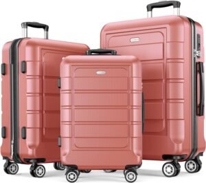 SHOWKOO 2 Pack Polycarbonate + ABS Expandable Lightweight Durable Hard Case with Swivel Wheels and TSA Lock