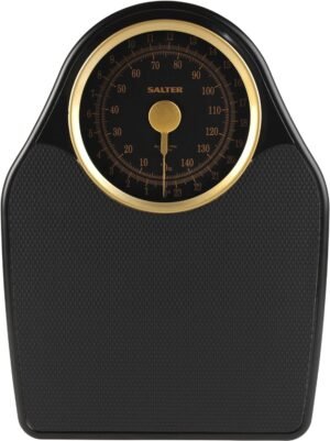 Salter 145 GFEU16 Doctor Style Mechanical Bathroom Scale – Body Weighing Scales, 150 KG Capacity, Easy Read Dial with Rotating Pointer, Large Platform, For Weight/Fitness, No Battery Required, Gold