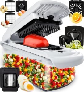 Vegetable Chopper Vegetable Cutter - Veggie Onion Salad Food Chopper Manual - Potato Chipper - Veg Chopper and Dicer - Kitchen Tools & Gadgets (2-in-1 Black)