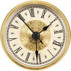 Hicarer 2.8 Inch/ 70 mm Roman Numeral Clock Insert with Gold Trim, Quartz Movement