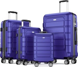 SHOWKOO 2 Pack Polycarbonate + ABS Expandable Lightweight Durable Hard Case with Swivel Wheels and TSA Lock