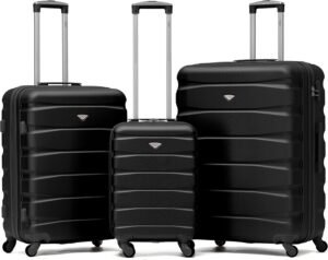 Flight Knight Set of 3 Lightweight 4 Wheel ABS Hard Case Suitcases Cabin & Hold Luggage Options Approved for Over 100 Airlines Including easyJet, British Airways, Ryanair, Jet2 & Many More