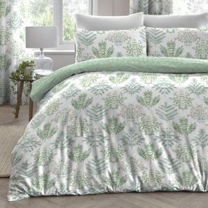 Dreams 'N' Drapes Emily Botanical Print Reversible Duvet Cover Set, Green, King