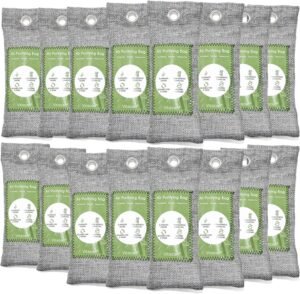 12 Pack Bamboo Charcoal Air Purifying Bag, Activated Charcoal Bags Odor Absorber, Moisture Absorber, Natural Car Air Freshener, Shoe Deodorizer, Odor Eliminators For Home, Pet, Closet (8x50g, 4x200g)
