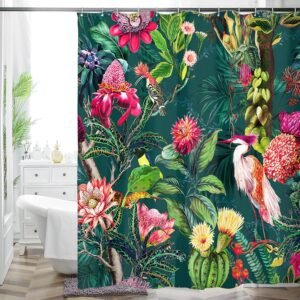 HMS Happy Memories Thicken Durable Polyester Blend Cloth Fabric Bathroom Curtain Colorful Bohemian Boho Floral Print Beautiful Bright Shower Curtain for Bathroom Decoration, 72"x72" (Season 3)