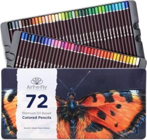72 Professional Oil Based Colored Pencils for Artists - Pencils for Drawing, Sketching and Coloring Books - Soft Core Art Pastel Pencils Set w/Skin Tone in Metal Case