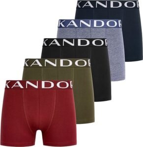 Kandor mens boxers ? boxer shorts for men multipack of 5 comfortable stretch cotton men?s underwear trunks, colourful & black underpants, multi pack man briefs