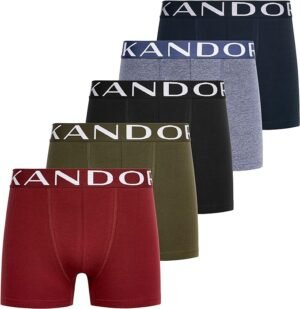 Kandor mens boxers ? boxer shorts for men multipack of 5 comfortable stretch cotton men?s underwear trunks, colourful & black underpants, multi pack man briefs