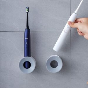 iMaMa 2Pcs Electric Toothbrush Holder Wall Mounted for Space Saving, Storage Organizer Caddy for toothbrush, Combs,Bathroom Decor for Kids (2pack, Grey)…