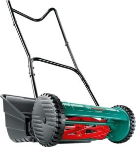 Bosch Manual Garden Lawn Mower AHM 38 G (for Small Areas; Environmentally Friendly, Petrol-Free and Electric-Free; Cutting Width: 38cm; Cutting Height: 15-50mm; Weight: 6.7kg; in Carton Packaging)