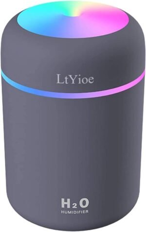 LtYioe Humidifier Portable Mini Humidifiers for Bedroom, Personal Desktop Air Humidifier with Colorful Cycling Light, 2 Mist Modes and Auto Shut-Off, Super Quite for Office Home Car(Navy Black)