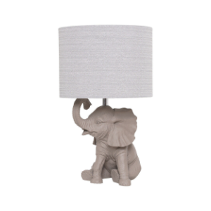 Table Lamp Grey Resin Elephant Animal Shape With Fabric Shade Design Hathi