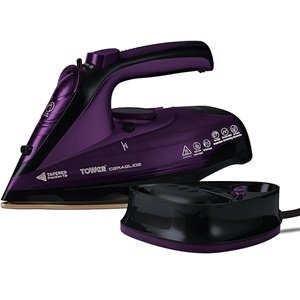 T22008 CeraGlide Cordless Steam Iron with Ceramic Soleplate and Variable Steam Function, 2400 W, Purple