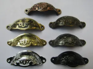 VINTAGE VICTORIAN KITCHEN CUP CUPPED CHEST DRAWER CABINET CUPBOARD PULL HANDLE