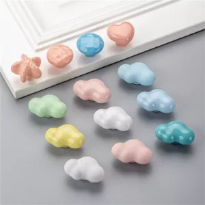 Cartoon Heart Shaped Ceramic Handles Wardrobe Cabinet Drawer Door Knob Pulls
