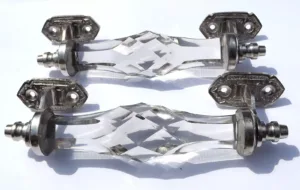 Door Handles large clear door handles of chrome and cut glass(pair)antique style